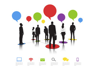 Group of Business People Colorful Bubble Icons Concept