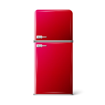 red retro refrigerator