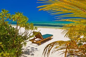 Loungers on Maldives beach