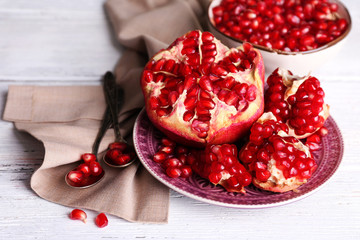 Beautiful composition with juicy  pomegranate seeds,