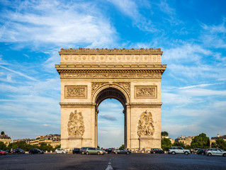 Fototapeta na wymiar Arch of Triumph (Arc de Triomphe) with dramatic sky