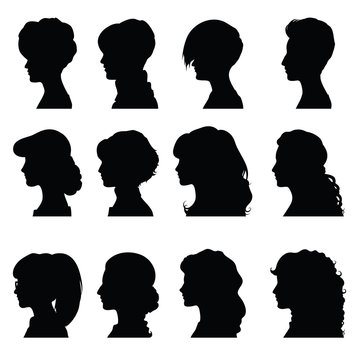 Female profiles with different hairstyles