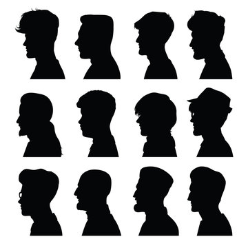 Men's profiles with different hairstyles