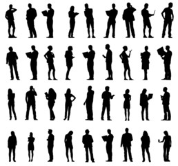 Silhouettes Business People Working Row Concept