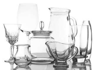 Different glassware isolated on white
