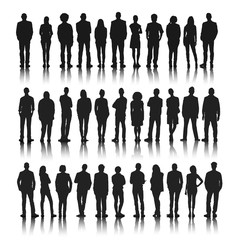 Silhouettes Group People Row Team Teamwork Concept