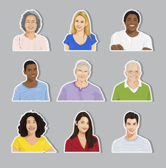 Collection of Multi-ethnic people Concept