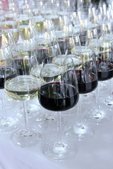 several glasses of red wine