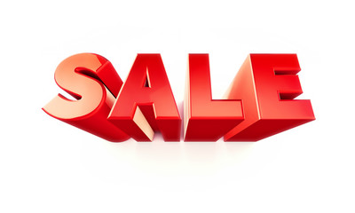 3D red word sale on wall, isolated