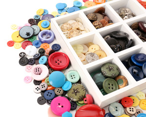 Colorful sewing buttons isolated on white