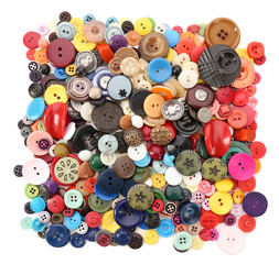 Various of colorful sewing buttons isolated on white