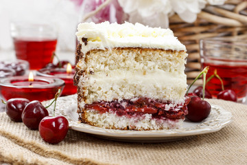 Cherry and coconut layer cake
