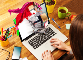 Woman working on laptop