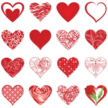 Set of various vector hearts