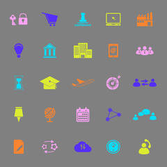 Business connection color icons on gray background