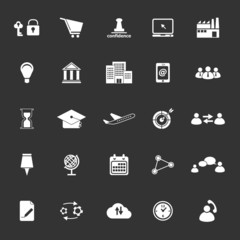 Business connection icons on gray background