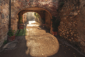 Unknown streets in the old medieval town in Italy