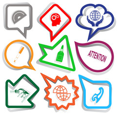 protractor, human brain, protection world, ink pen, glue bottle,