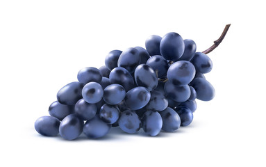 Blue grapes bunch no leaf isolated on white background