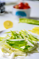 A close up image of chopped spring onions