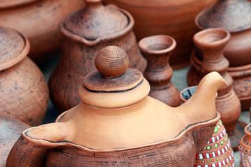 Fototapeta na wymiar tableware made of clay