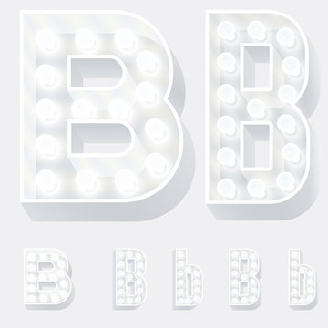Unusual white lamp alphabet for light board. Letter b