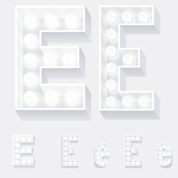 Unusual white lamp alphabet for light board. Letter e