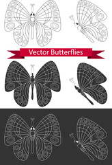 set of icons butterfly. Vector