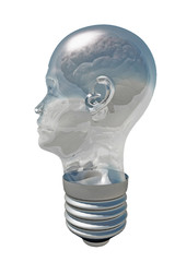 Brain inside Human Head Light Bulb