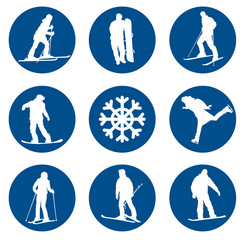 Ski resort vector silhouettes collection. EPS 10