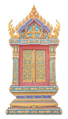 Obraz premium Thai Buddhist temple window sculpture isolated on white