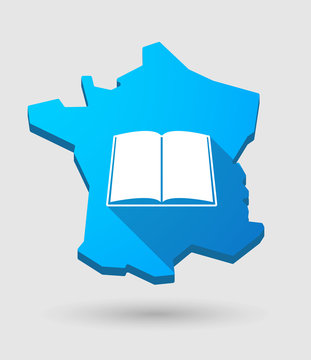 long shadow France map icon with a book