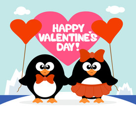Valentine's day  background card with penguins