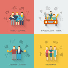 Friends Icons Flat Set