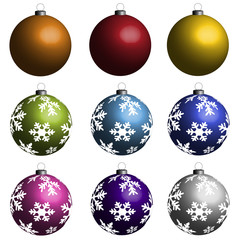 Set of nine Christmas bulbs