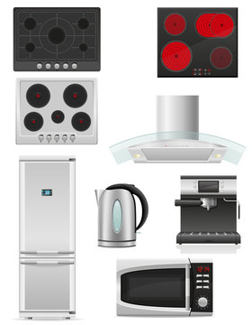 set of kitchen appliances vector illustration