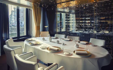 Crédence de cuisine en verre imprimé Restaurant restaurant in Amsterdam hotel ( Le Europe)
