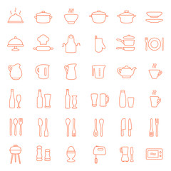 vector cooking kitchen icons, set cook tools,