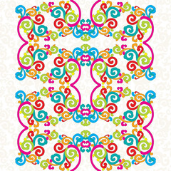 Colorful seamless ornament, white background.