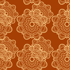 Seamless outlined mandala flower like background. Vinatge design