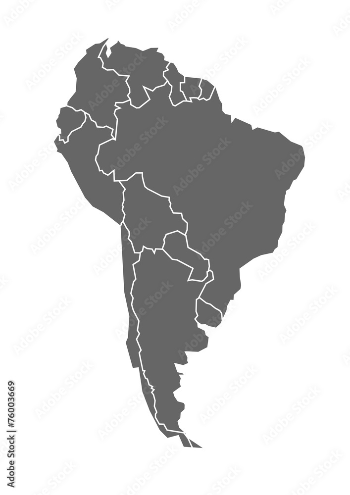 Wall mural Vector map of South America - Wall murals