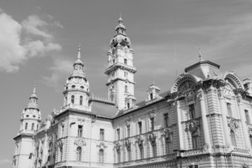 Gyor, Hungary. Black white.