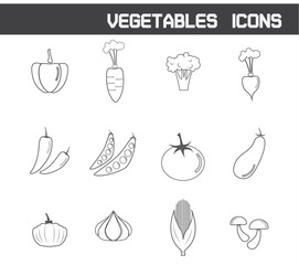 Vegetables Icons Symbol Vector Illustration