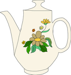 teapot with flowers background