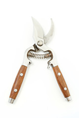 Secateurs on white background