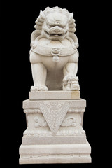 Fototapeta premium Chinese Imperial Lion Statue, Isolated With Clipping Path