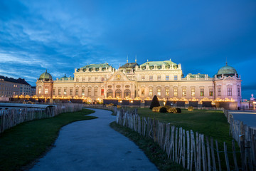 Naklejka premium Palace Belvedere with Christmas Market in Vienna, Austria