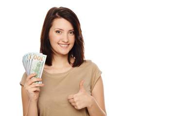 Woman with us dollar cash