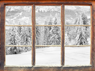 Naklejki  Widok z okna zimowy krajobraz