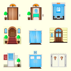 Stylized colorful icons for door